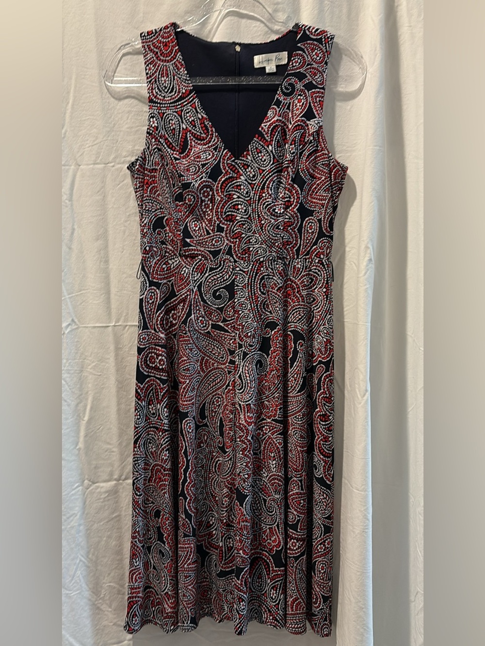 Harper Rose Paisley V-Neck Midi Dress in Navy, Red and White